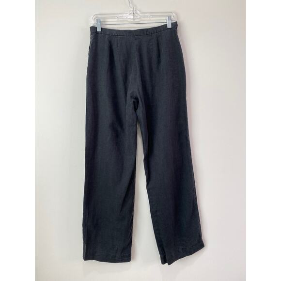 Eddie Bauer 100% Linen Casual Pants Womens Size 10 P Black Pleated Travel HIking - Picture 9 of 9